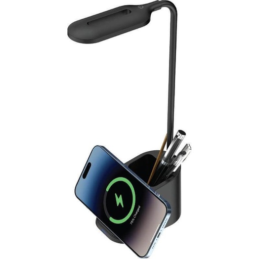 [ITWC 1225] ALMERE - Giftology 3-in-1 Desk Lamp with 15W Wireless Charger & Pen Holder - Black